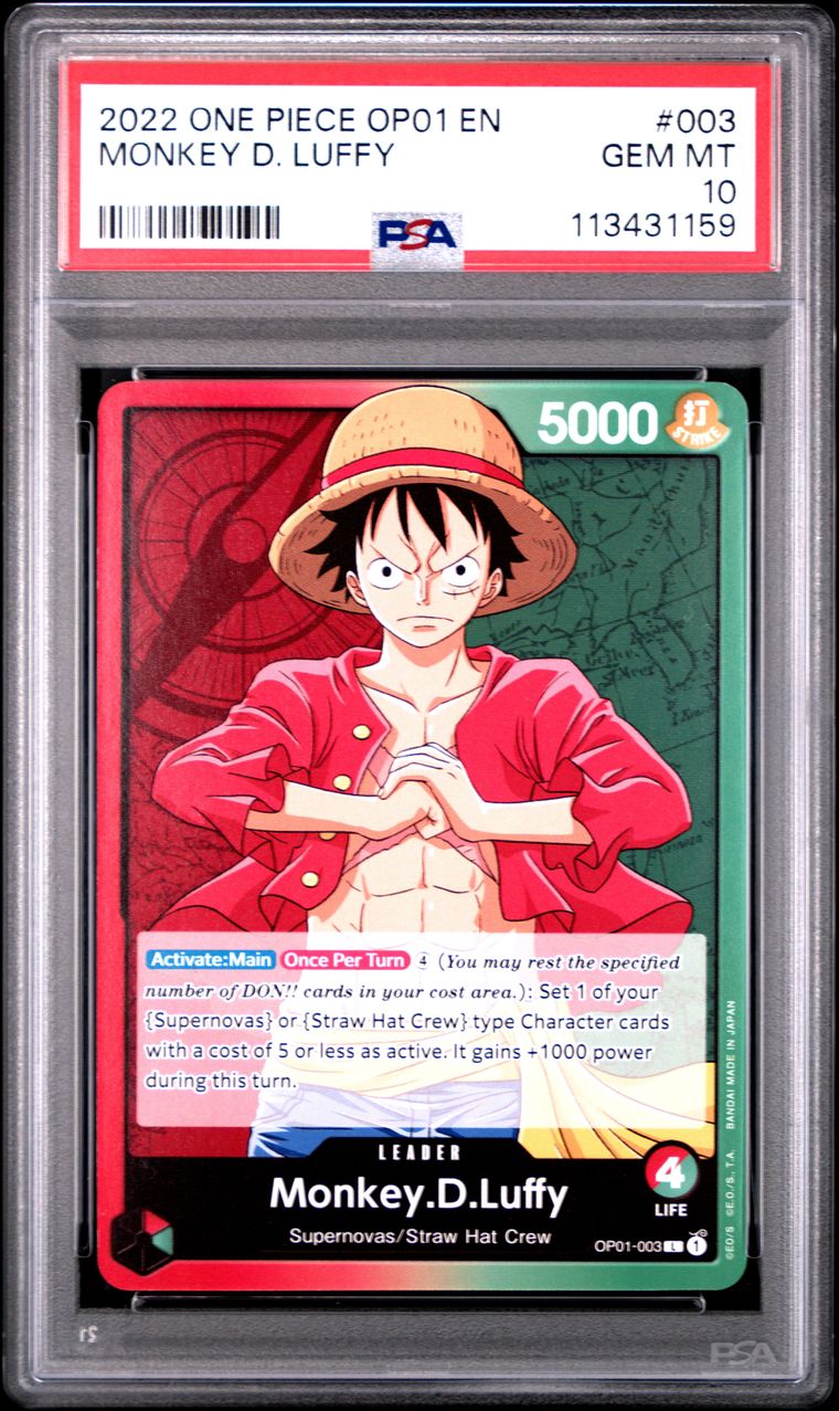 #003 MONKEY D. LUFFY PSA 10 PRE-ERRATA