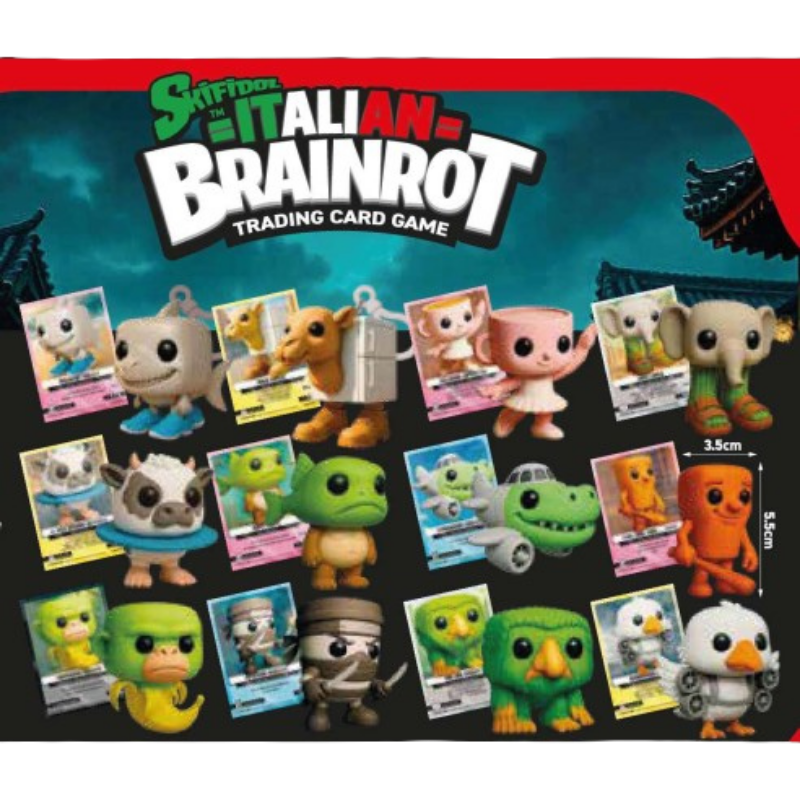 Skifidol - Italian Brainrot TCG - Box 12 Portachiavi 3D + Carta Speciale - Universo Psichedelico
