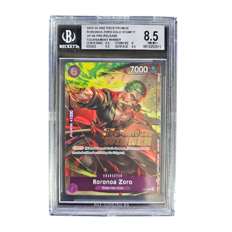 Roronoa Zoro GOLD STAMP P/(OP-06 Pre-Release Tournament Winner) BGS 8,5 NM-MT+