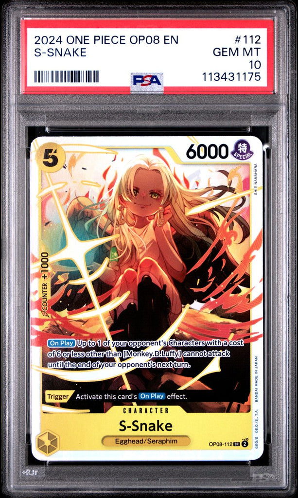 112 S-SNAKE PSA 10 – GeekPeak 2024 ONE PIECE S-SNAKE #112 GEM MT 10